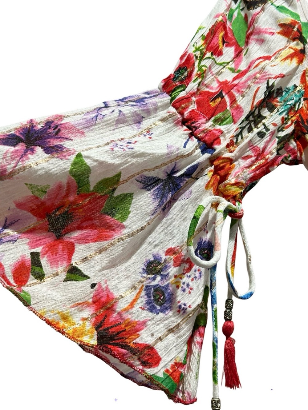 Me 2 Magic Bohemian Wildflower Floral Maxi Dress with Tiered Skirt Womens S - Picture 5 of 12